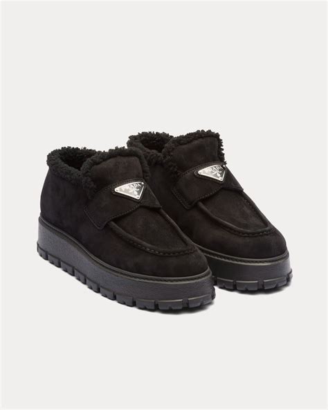 prada loafers black womens|Prada suede loafer booties.